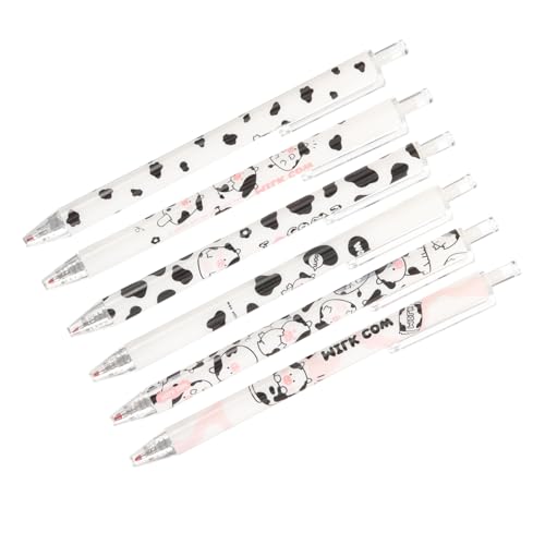 HIAKDOFT 6 Stück Teiliges Niedliche Kuh Motiv Gel Kugelschreiber Leicht Ergonomisch Glattes für Schüler Büro Partygeschenk Praktische Tragbare Schreibstifte von HIAKDOFT
