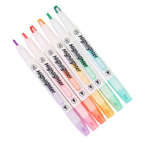 HIAKDOFT 6 Stück Teiliges Pastell Textmarker mit Transparenter Spitze Doppelseitiger Kalligraphie Marker Dicke Spitze Komfortabel für Schüler Präzises Hervorheben bei Schule und Büro von HIAKDOFT