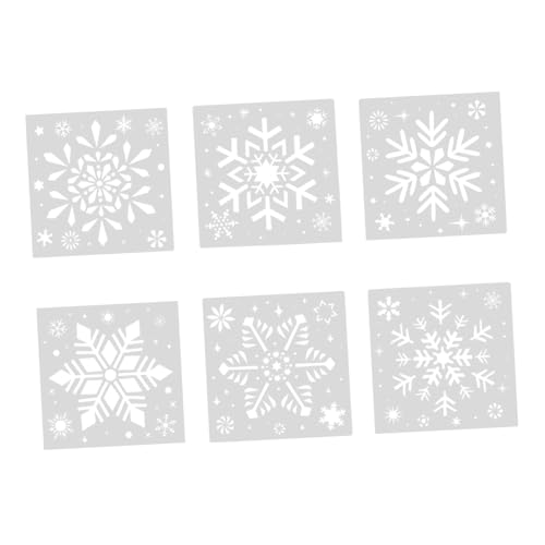 HIAKDOFT 6 Stück Teiliges Schneeflocken Schablonen Weihnachtsmotive Wiederverwendbar DIY Malvorlagen Wandmalerei Fenster Dekoration Bastelvorlagen für Erwachsene von HIAKDOFT