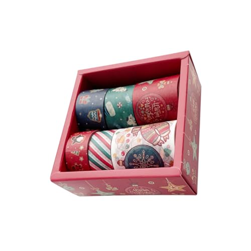 HIAKDOFT 6 Stück Teiliges Weihnachts Washi Klebeband Dekoratives Japanisches Papierklebeband mit Festlichen Mustern Vielseitig für Scrapbooking Geschenkverpackung und DIY Dekoration von HIAKDOFT