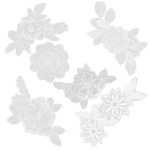 HIAKDOFT 6 Stück Teiliges Weiße Spitzenapplikationen Blumenmotive Handgenähte DIY Nähpatches für Kleidung Taschen Hüte Jeans Verzierungen Langlebig und Vielseitig Verwendbar von HIAKDOFT