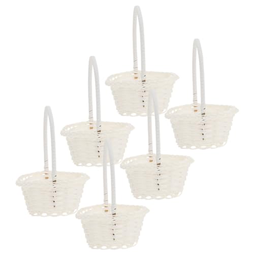 HIAKDOFT 6 Stück Weiße Ovale Handgeflochtene Blumenmädchen Körbe mit Henkel Dekorative Aufbewahrungskörbe im Landhausstil für Hochzeit und Blumendekoration HIAKDOFT 6 Stück Weiße Ovale Handgeflochtene Blumenmädchen Körbe mit Henkel Dekorative Aufbewahrungskörbe im Landhausstil für Hochzeit und Blumendekoration von HIAKDOFT