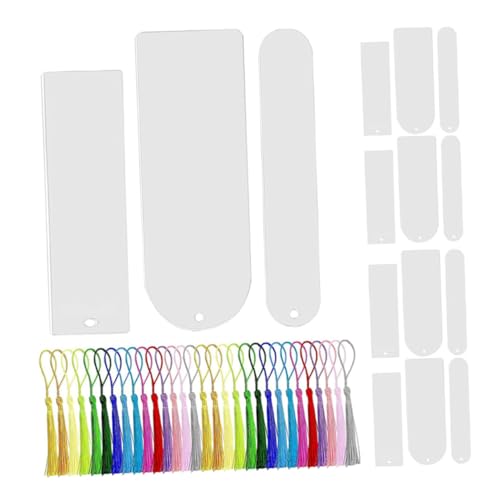 HIAKDOFT 60 Stück DIY Lesezeichen Mit Quaste Durchsichtige Lesezeichenrohlinge Acryl Lesezeichen Für Etiketten Lesezeichenrohlinge Für Geschenke Durchsichtige Seitenmarkierungen Acryl von HIAKDOFT