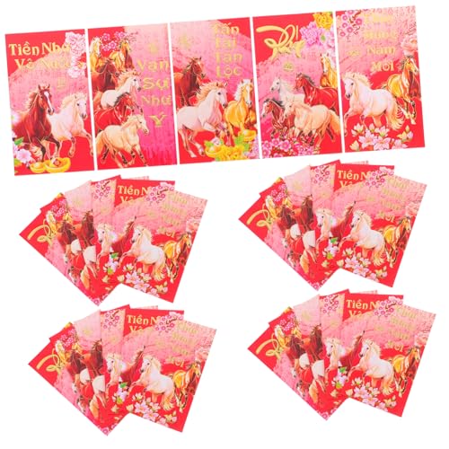 HIAKDOFT 60 Stück Neujahrs Envelopes Jahr Des Pferdes Rote Glücksgeldumschläge Traditionelle Hongbao Papiertaschen Für Festliche Geldgeschenke von HIAKDOFT