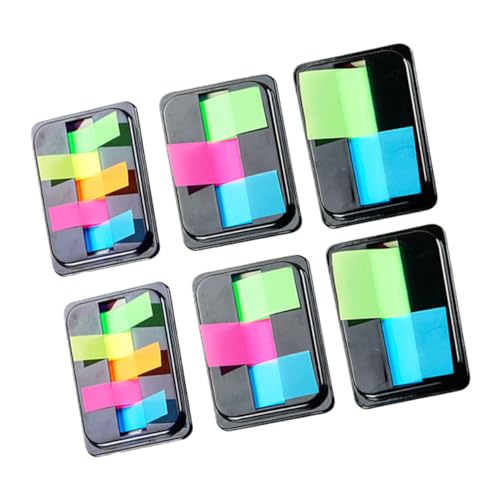 HIAKDOFT 6Boxen Pack Fluoreszierende Haftnotizen aus Pet Selbstklebende Neon tabs in Leuchtenden Farben Beschriftbare Seitenmarker für Bücher Dokumente Büro und Schule Praktische von HIAKDOFT