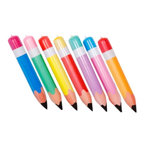 HIAKDOFT 7 Stück Teiliges PVC Aufblasbarer Bleistift Dekoration für Schulanfang Bunten Farben für Klassenzimmer und Partys Leicht Aufzuhängen Langlebig und Auffällig von HIAKDOFT