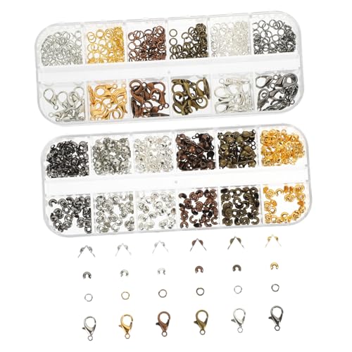 HIAKDOFT 782 Stück Teiliges Schmuckzubehör mit Karabinerverschlüssen und Offenen Quetschröhrchen in Farben Langlebig für DIY Halsketten Armbänder Anhänger Schmuckherstellung und Reparatur von HIAKDOFT