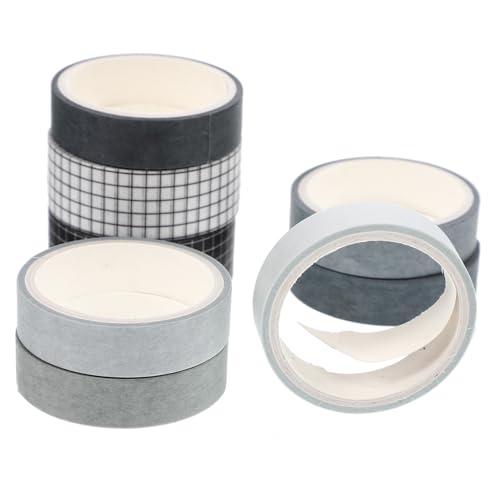HIAKDOFT 8 Rollen Mehrteiliges Washi Tape Selbstklebende Einfarbige Scrapbook Klebebänder in Dunkel und Vielseitig für DIY Basteln Geschenkverpackung und Tagebuchgestaltung Langlebiges von HIAKDOFT