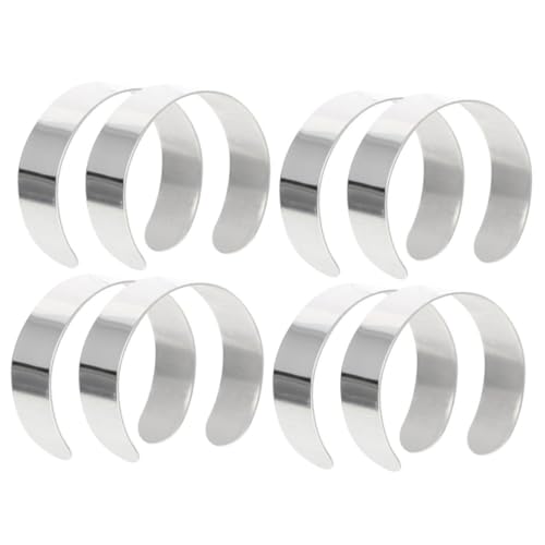 HIAKDOFT 8 Stück Teiliges Edelstahl Armband Innenkern Verstellbare Bangle Rohlinge Blanke Edelstahlarmreife für DIY Schmuckherstellung Geeignet für Lederarmbänder und Gravur von HIAKDOFT