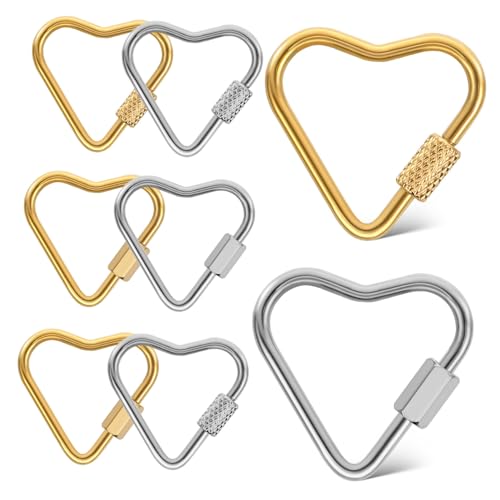 HIAKDOFT 8 Stück Teiliges Herz Karabiner aus Edelstahl mit Schraubverschluss Kleiner Schlüsselanhänger Clip Sicherer Locking Karabinerhaken für Schlüssel und Accessoires HIAKDOFT 8 Stück Teiliges Herz Karabiner aus Edelstahl mit Schraubverschluss Kleiner Schlüsselanhänger Clip Sicherer Locking Karabinerhaken für Schlüssel und Accessoires von HIAKDOFT