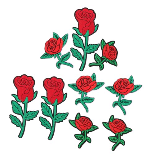 HIAKDOFT 9 Stück Teiliges Rosafarbene Rosen Applikationen zum Aufnähen und Aufbügeln Strapazierfähige Blumen Stoffpatches für DIY Kleidung Taschen Hüte Jeans Vielseitige Mode deko von HIAKDOFT