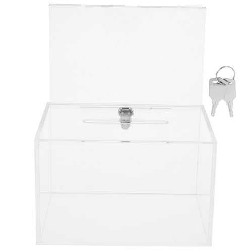 HIAKDOFT Abschließbare Transparente Acrylbox mit Schildhalter für Vorschläge Wahlurne und Spendensammlung Robuste Vielseitige Sammlungslösung für Büro Schule und Gemeinde von HIAKDOFT