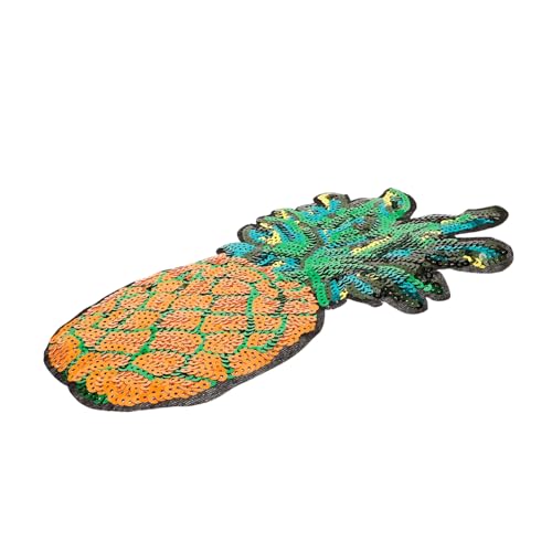 HIAKDOFT Ananas Pailletten Aufnäher Bestickt Großer Ersatz Bügelpatch für Kleidung Rucksack Mütze Stil Applikation zum Aufnähen und Dekorieren von HIAKDOFT