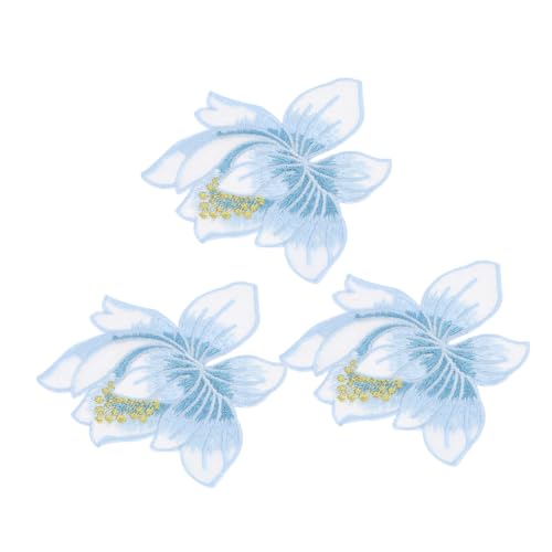 HIAKDOFT Bestickte Blumen applikationen Blau DIY Kleidung Ornamente Aufnähmotive für Taschen Hüte Schuhe Hautfreundlich Langlebig Vielseitig für Reparatur und Verzierung von HIAKDOFT