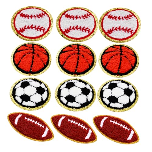 HIAKDOFT Bestickte Sport Bügelbilder Teilig mit Baseball Basketball Fußball Patches Vielseitig Baumwolle Nylon Leder Einfache Anwendung zum Aufbügeln oder Nähen für DIY Kleidung Taschen von HIAKDOFT