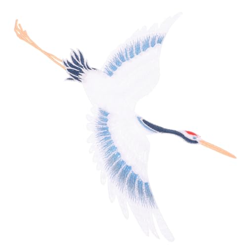 HIAKDOFT Bestickter Crane Patch zum Aufnähen Großer Eleganter Aufnäher für DIY Kleidung Jacken Rucksäcke Modisches Applikations Textil Accessoire Vielseitiger Reparatur und von HIAKDOFT