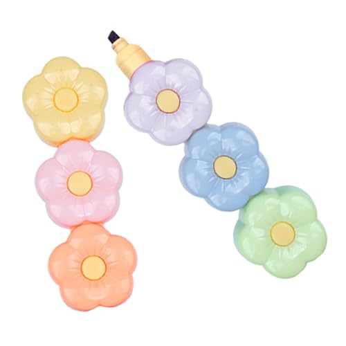 HIAKDOFT Blumenförmige Highlighter Stapelbare Schulbuch Marker Handliche Bunte Textmarker für Schüler Komfortabel Grip Praktisch für Schreibmappe und Tasche von HIAKDOFT