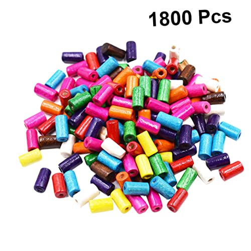 HIAKDOFT Bunte Zylinderförmige Holzperlen Ca DIY Spacer Beads für Schmuckherstellung Natürliche Holzperlen mit Mini für Armbänder Halsketten und Bastelprojekte von HIAKDOFT