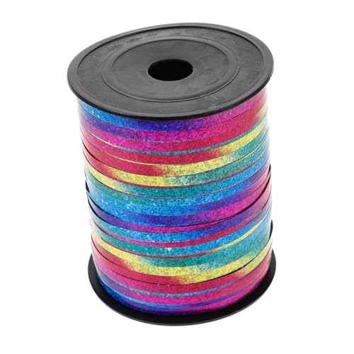HIAKDOFT DIY Ballonband Holografisches Geschenkband aus Langlebig und Sicher für Geschenkverpackung Partydekoration und Ballongirlanden mit Spule für Leichtes Schneiden und Binden von HIAKDOFT