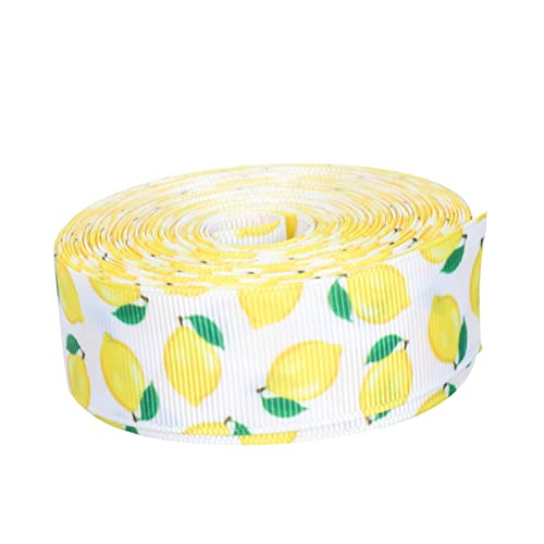 HIAKDOFT Dekoratives Polyester Geschenkband mit Zitronenmuster Geripptes Schleifenband für DIY Geschenkverpackung Partydeko und Festliche Bowknot Herstellung von HIAKDOFT