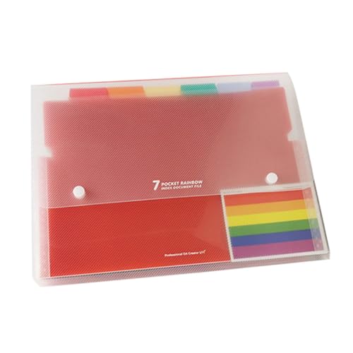 HIAKDOFT Fächer Aktenordner mit Druckknöpfen Bunter Erweiterbarer Tragbare Dokumententasche für Schule Büro und Zuhause Robuster Handlicher File Folder von HIAKDOFT
