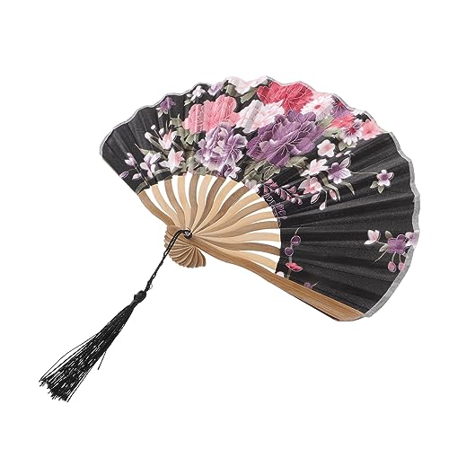HIAKDOFT Faltbarer Handfächer im Japanischen Design Retro Klappfächer für Frauen Tragbarer Fächer für Tanz Fotografie und Sommer Robuste Holzstruktur Perfektes für Freunde von HIAKDOFT