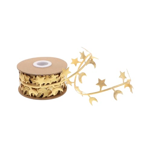 HIAKDOFT Festliche Geschenkband Stern Mond Muster Dekoratives Geschenkband für Wreath Making Vintage Schleifenband für Heimdekoration Hochzeit Weihnachten Thanksgiving von HIAKDOFT
