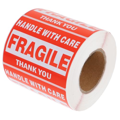 HIAKDOFT Fragile Warnetiketten Selbstklebend Handle With Care Aufkleber für Versand Verpackung Kartons Stark Haftend Einsetzbar Langlebig und Praktisch von HIAKDOFT