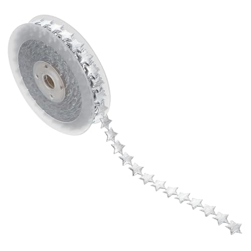 HIAKDOFT Glänzendes Fünfzackiges Stern Dekoband Silber Weihnachtsdeko Geschenkband für Party DIY Basteln Schleifenband Festliche Tischdeko und Geschenkverpackung HIAKDOFT Glänzendes Fünfzackiges Stern Dekoband Silber Weihnachtsdeko Geschenkband für Party DIY Basteln Schleifenband Festliche Tischdeko und Geschenkverpackung von HIAKDOFT