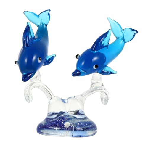 HIAKDOFT Glas Delfin Dekoration Kreatives Tisch Ornament Für Zuhause Wasser-Delfin Figurine Für Desktop Zu Geburtstagen Und Feiertagen von HIAKDOFT