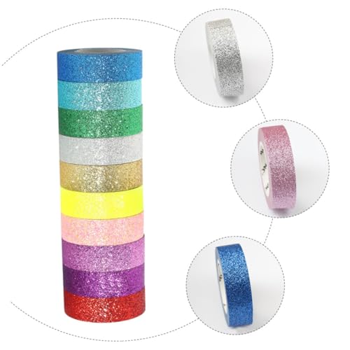 HIAKDOFT Glitzer Washi Tape Dekoratives Klebeband für DIY Basteln und Scrapbooking Buntes Glitter Papierklebeband Vielseitig für Heim Bürodekoration Handliche von HIAKDOFT