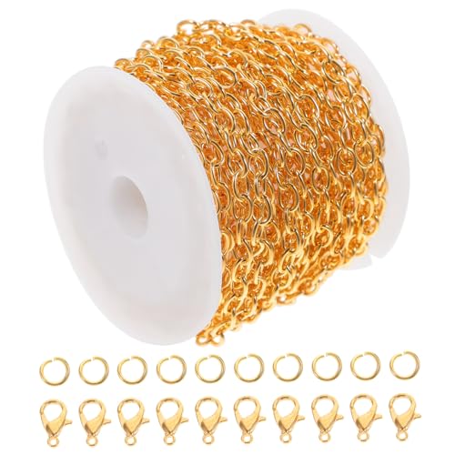 HIAKDOFT Goldene Kreuzkette für Schmuckherstellung mit Karabinerverschlüssen und Biegeringen Robuste DIY Metallkette für Halsketten Armbänder Fußkettchen Vielseitiges Zubehör für Damen und von HIAKDOFT
