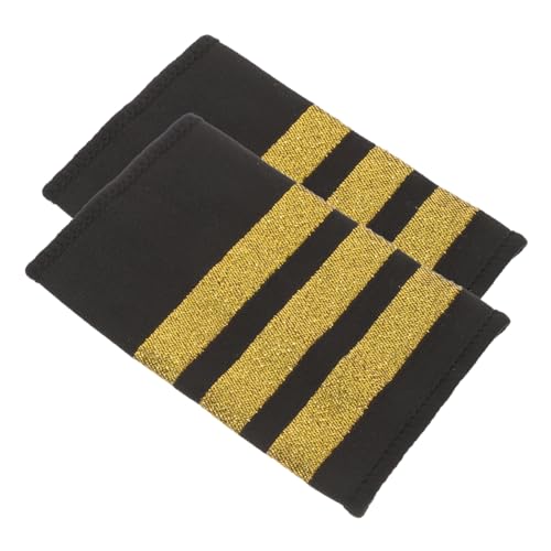 HIAKDOFT Goldene Pilot Schulterklappen Epauletten für Uniform Kostüm Robuste Webband Verarbeitung Elegantes Design mit Goldenen Streifen für Flugpersonal und Cosplay Bühnenauftritte von HIAKDOFT