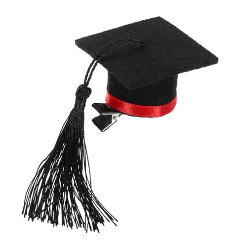 HIAKDOFT Graduierungs Haarklammer Mini Doktorhut Haarnadel mit Quaste Rote Schleife Strapazierfähiges Haar Accessoire für Abschlussfeier Party für Familie und Freunde von HIAKDOFT