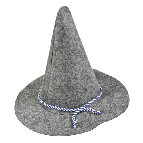 HIAKDOFT Grauer Filz Vogelscheuchenhut Halloween Erwachsene Leichter Bequemer Hexenhut für Cosplay Theater Oktoberfest Themenparty Vielseitiges Kostümzubehör für Hexen Zauberer Dämonen von HIAKDOFT