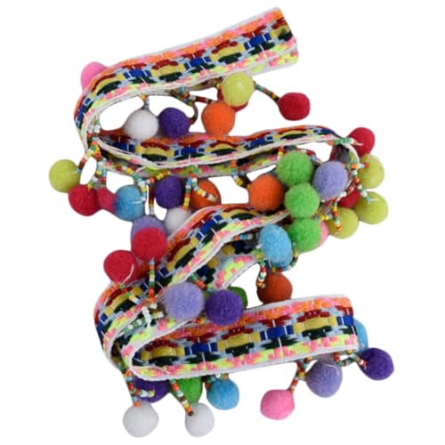 HIAKDOFT Große Bunte Pom Pom Quastenborte Langlebige Verzierungsfransen für DIY Kleidung Vorhänge Kissen Partydekoration Vielseitig Zuschneidbar Nähen Geeignet von HIAKDOFT