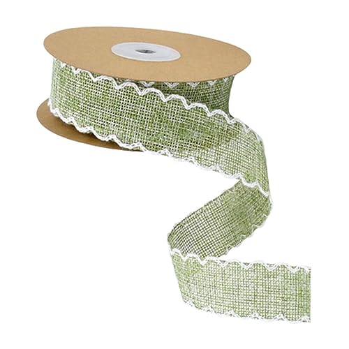 HIAKDOFT Grünes Dekoband mit Gewelltem Rand Yards Juteband Geschenkband für DIY Geschenkverpackung Blumenarrangements Party und Wohnraumdekoration von HIAKDOFT