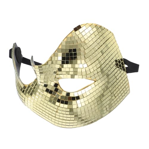 HIAKDOFT Halbgesichts Disco Maske Gold mit Strahlendem Spiegelglanz Leichtes Party Accessoire für Halloween Karneval Tanz und Musik Events Kompakt und Tragbar für Damen und Herren HIAKDOFT Halbgesichts Disco Maske Gold mit Strahlendem Spiegelglanz Leichtes Party Accessoire für Halloween Karneval Tanz und Musik Events Kompakt und Tragbar für Damen und Herren von HIAKDOFT