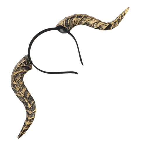 HIAKDOFT Halloween Gothic Teufel Horn Stirnband Abnehmbare Bullige Hörner Komfortables Dämon Kostümzubehör Vielseitig Tragbar für Cosplay und Steampunk Partys Goldfarben von HIAKDOFT