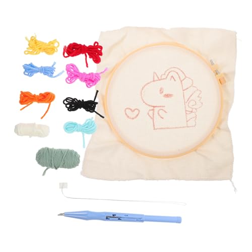 HIAKDOFT Handgemachtes DIY Stickset Einhorn Punch Needle Materialpaket mit Fäden und Einfachem Stickrahmen für Wanddekoration Anfänger Geeignet von HIAKDOFT