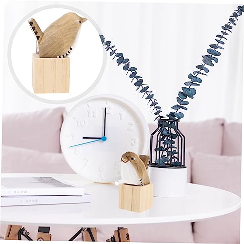 HIAKDOFT Holz Vogel Figur Dekoobjekt Handgefertigte Hölzerne Vogelstatue Liebevolle Tischdekoration für Kinderzimmer und Büro Langlebiges Holzmodell Kindgerechtes und Zufällige Farbe von HIAKDOFT