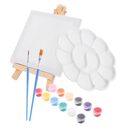 HIAKDOFT Holz staffelei Set mit Miniatur Staffelei und Leinwandrahmen Stabiler Dreieck aufsteller für Desktop und Outdoor Zeichnung Geeignet für Acrylmalerei und Kunsthandwerk von HIAKDOFT
