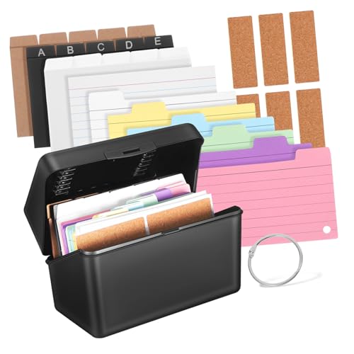 HIAKDOFT Indexkarten Organizer Set mit Farbigen Linierten Karteikarten Metallringen und Schwarzer Aufbewahrungsbox Große Kapazität Doppelseitig Beschreibbar für Büro Studium und Zuhause HIAKDOFT Indexkarten Organizer Set mit Farbigen Linierten Karteikarten Metallringen und Schwarzer Aufbewahrungsbox Große Kapazität Doppelseitig Beschreibbar für Büro Studium und Zuhause von HIAKDOFT
