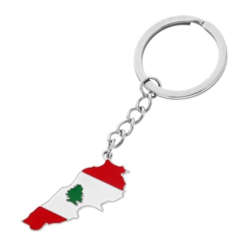 HIAKDOFT Libanesischer Schlüsselanhänger Libanesische Flagge Libanon Schlüsselanhänger Libanon Nationalflagge Libanon Flaggen Schlüsselanhänger Metall Libanesische Flagge von HIAKDOFT