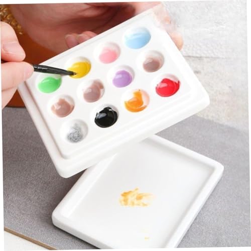 HIAKDOFT Malpalette mit Fächern und Staubschutzdeckel Wiederverwendbares Farbmischtablett aus Robustem für Aquarell und Acrylfarben Langlebig und Einfach zu Reinigen Geeignet für Künstler von HIAKDOFT