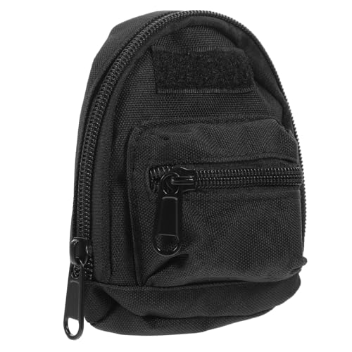 HIAKDOFT Mini Ohrhörer Tasche mit Schlüsselanhänger Kleingeldbörse Kompakt Vielseitig für Outdoor Camping Büro Reise Alltag Schwarz von HIAKDOFT