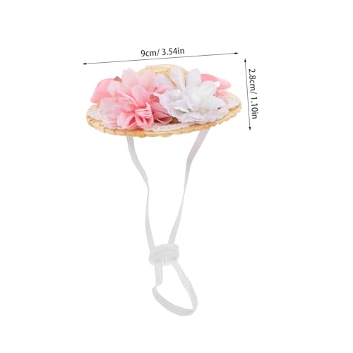HIAKDOFT Miniatur Puppenhut Xs Rund Gewebt Sommerhut mit Schleife und Blume für Puppen Deko Accessoire Modisch Vielseitig für Fotografie und Puppenpartys von HIAKDOFT