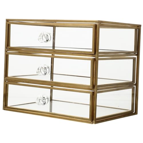 HIAKDOFT Nordischer Schmuck Aufbewahrungsbox mit Transparenten Glas Dreistufiger Kosmetik und Make Up Organizer Staubgeschützt und Langlebig Große Multifunktionale Schmuckschatulle für HIAKDOFT Nordischer Schmuck Aufbewahrungsbox mit Transparenten Glas Dreistufiger Kosmetik und Make Up Organizer Staubgeschützt und Langlebig Große Multifunktionale Schmuckschatulle für von HIAKDOFT