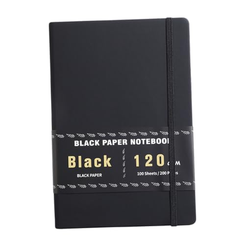 HIAKDOFT Notizbuch mit schwarzen Blättern Hardcover Tagebuch Skizzenbuch Blanko Journal für Reisen Kreatives Schreiben und Tägliche Notizen Leichtes Tragbares Design von HIAKDOFT