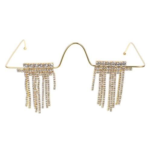 HIAKDOFT Partybrille Metall mit Goldfarbenen Tasseln Randlose Deko brille für Karneval Fasching Partyzubehör Langlebig und Komfortabel Modisches Accessoire für Erwachsene von HIAKDOFT